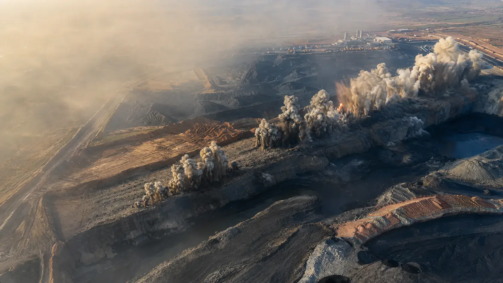 Aerial view of the Mwalimu MMC Colliery open-cast operation near Hendrina